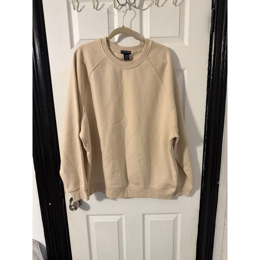 & Everything Mens Tan Beige Raglan Crewneck Sweatshirt Large STK10372MN